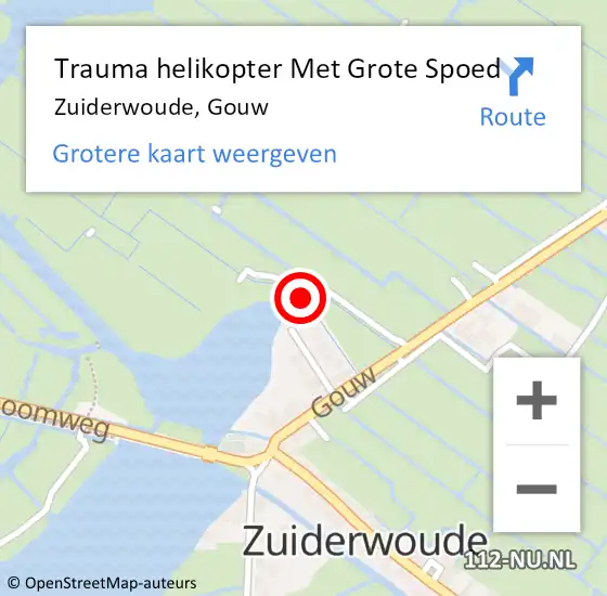 Locatie op kaart van de 112 melding: Trauma helikopter Met Grote Spoed Naar Zuiderwoude, Gouw op 19 december 2023 17:43