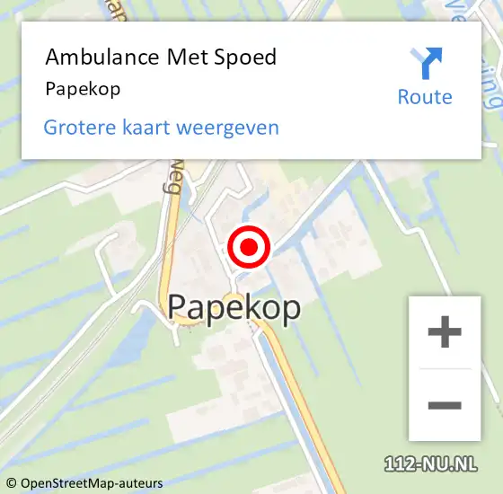 Locatie op kaart van de 112 melding: Ambulance Met Spoed Naar Papekop op 19 december 2023 17:45
