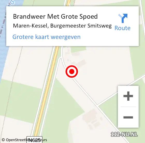 Locatie op kaart van de 112 melding: Brandweer Met Grote Spoed Naar Maren-Kessel, Burgemeester Smitsweg op 19 december 2023 18:18