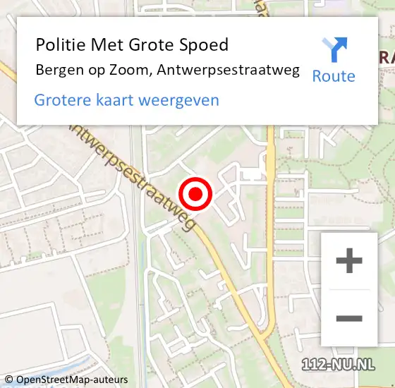 Locatie op kaart van de 112 melding: Politie Met Grote Spoed Naar Bergen op Zoom, Antwerpsestraatweg op 19 december 2023 18:40