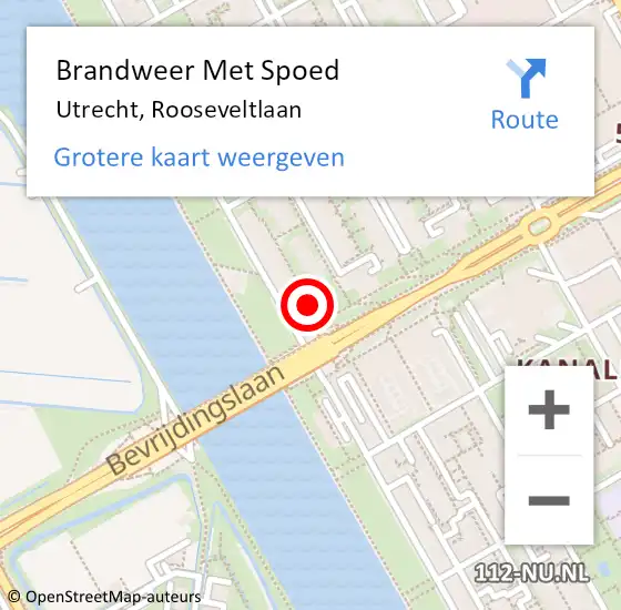 Locatie op kaart van de 112 melding: Brandweer Met Spoed Naar Utrecht, Rooseveltlaan op 19 december 2023 18:53