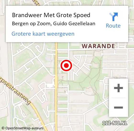 Locatie op kaart van de 112 melding: Brandweer Met Grote Spoed Naar Bergen op Zoom, Guido Gezellelaan op 19 december 2023 20:16