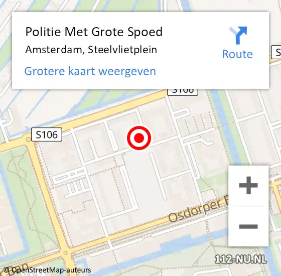Locatie op kaart van de 112 melding: Politie Met Grote Spoed Naar Amsterdam, Steelvlietplein op 19 december 2023 23:38
