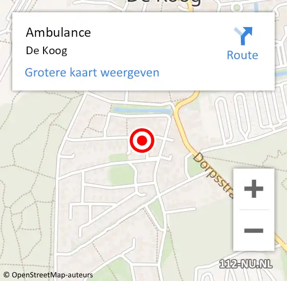 Locatie op kaart van de 112 melding: Ambulance De Koog op 20 december 2023 00:55