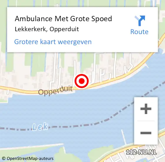 Locatie op kaart van de 112 melding: Ambulance Met Grote Spoed Naar Lekkerkerk, Opperduit op 20 december 2023 03:05