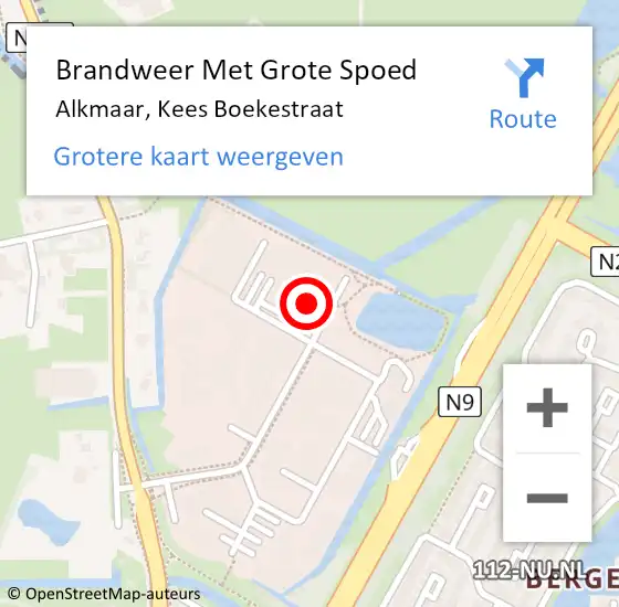 Locatie op kaart van de 112 melding: Brandweer Met Grote Spoed Naar Alkmaar, Kees Boekestraat op 20 december 2023 03:16