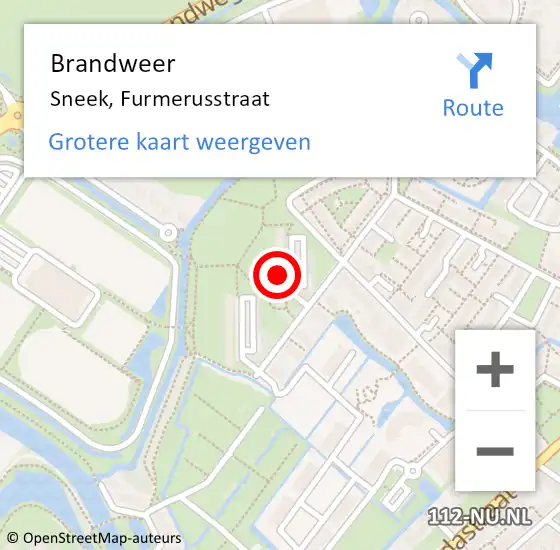 Locatie op kaart van de 112 melding: Brandweer Sneek, Furmerusstraat op 20 december 2023 05:40
