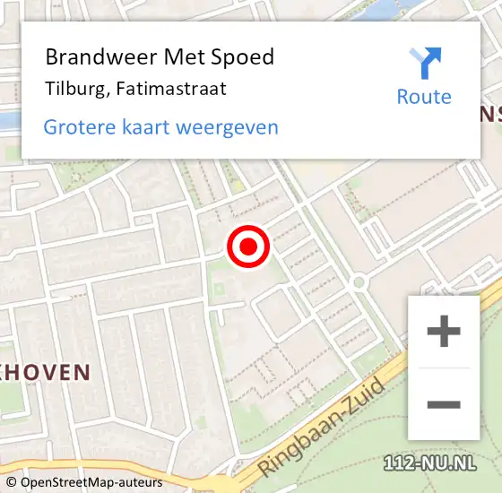 Locatie op kaart van de 112 melding: Brandweer Met Spoed Naar Tilburg, Fatimastraat op 20 december 2023 06:03