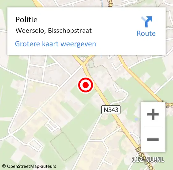 Locatie op kaart van de 112 melding: Politie Weerselo, Bisschopstraat op 20 december 2023 08:56