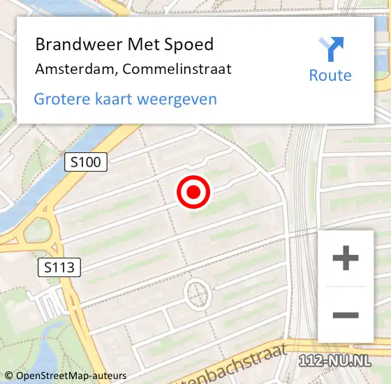 Locatie op kaart van de 112 melding: Brandweer Met Spoed Naar Amsterdam, Commelinstraat op 20 december 2023 09:16