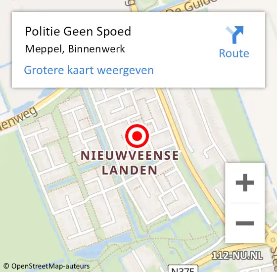 Locatie op kaart van de 112 melding: Politie Geen Spoed Naar Meppel, Binnenwerk op 20 december 2023 10:55