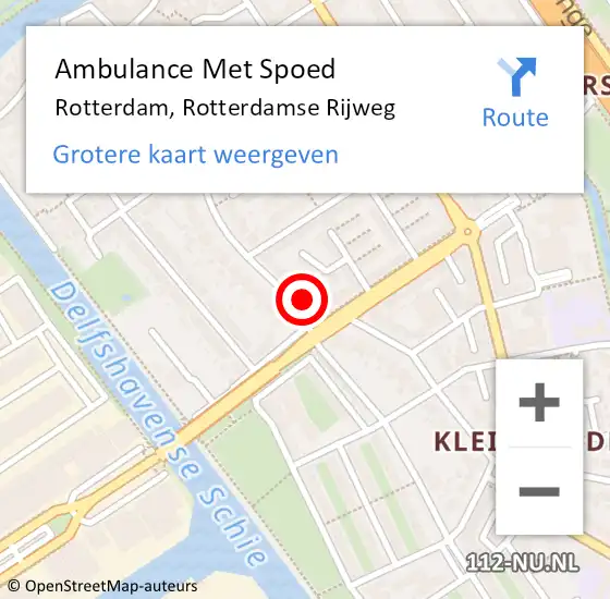 Locatie op kaart van de 112 melding: Ambulance Met Spoed Naar Rotterdam, Rotterdamse Rijweg op 20 december 2023 11:02