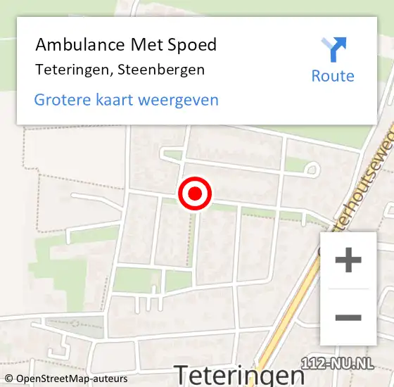 Locatie op kaart van de 112 melding: Ambulance Met Spoed Naar Teteringen, Steenbergen op 20 december 2023 14:32