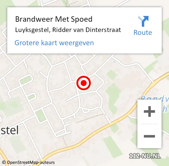 Locatie op kaart van de 112 melding: Brandweer Met Spoed Naar Luyksgestel, Ridder van Dinterstraat op 20 december 2023 15:07
