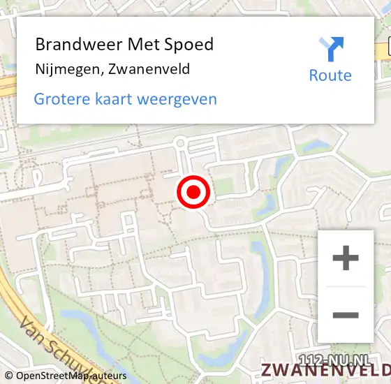 Locatie op kaart van de 112 melding: Brandweer Met Spoed Naar Nijmegen, Zwanenveld op 20 december 2023 15:33