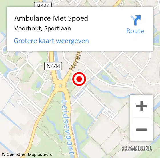 Locatie op kaart van de 112 melding: Ambulance Met Spoed Naar Voorhout, Sportlaan op 20 december 2023 16:11