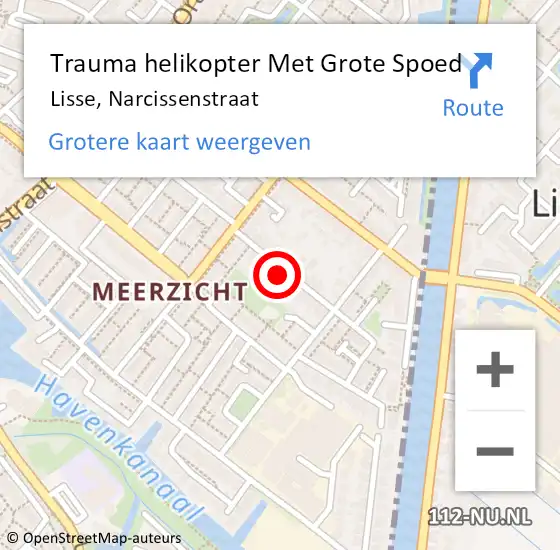 Locatie op kaart van de 112 melding: Trauma helikopter Met Grote Spoed Naar Lisse, Narcissenstraat op 20 december 2023 16:23