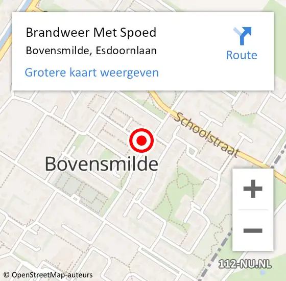 Locatie op kaart van de 112 melding: Brandweer Met Spoed Naar Bovensmilde, Esdoornlaan op 20 december 2023 16:55