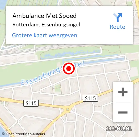 Locatie op kaart van de 112 melding: Ambulance Met Spoed Naar Rotterdam, Essenburgsingel op 20 december 2023 17:07