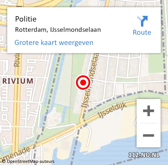 Locatie op kaart van de 112 melding: Politie Rotterdam, IJsselmondselaan op 20 december 2023 18:25