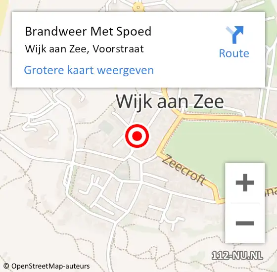 Locatie op kaart van de 112 melding: Brandweer Met Spoed Naar Wijk aan Zee, Voorstraat op 20 december 2023 18:28