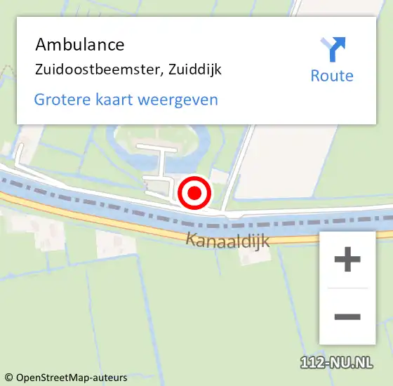 Locatie op kaart van de 112 melding: Ambulance Zuidoostbeemster, Zuiddijk op 20 december 2023 19:27