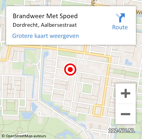 Locatie op kaart van de 112 melding: Brandweer Met Spoed Naar Dordrecht, Aalbersestraat op 20 december 2023 19:39