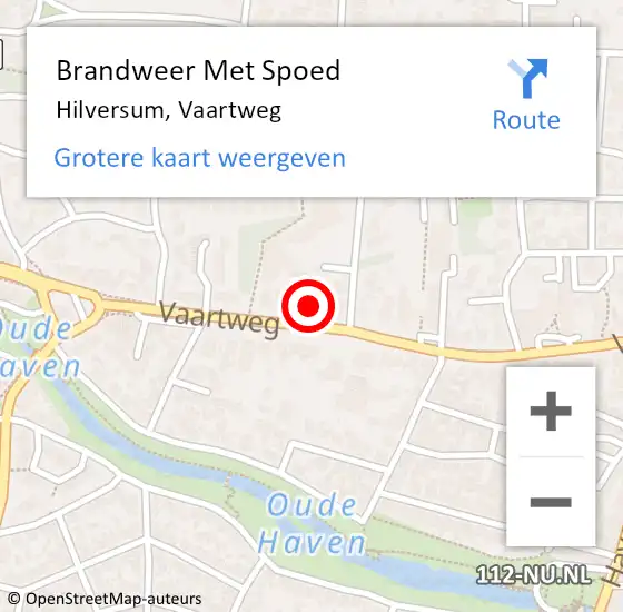 Locatie op kaart van de 112 melding: Brandweer Met Spoed Naar Hilversum, Vaartweg op 20 december 2023 19:51
