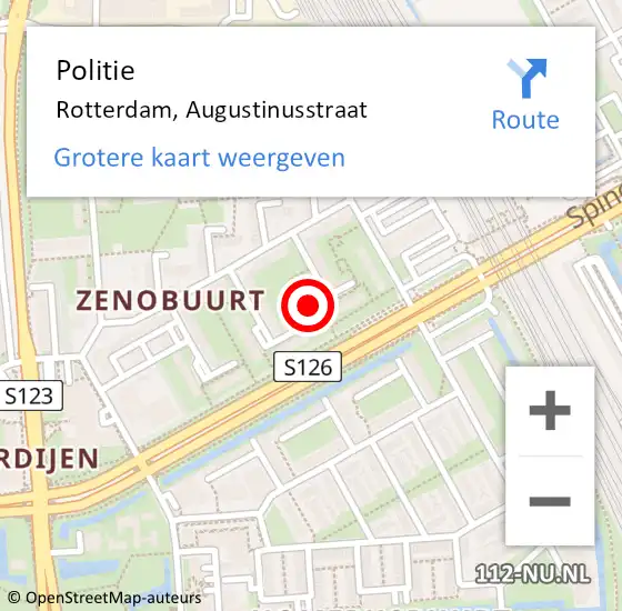 Locatie op kaart van de 112 melding: Politie Rotterdam, Augustinusstraat op 20 december 2023 20:00
