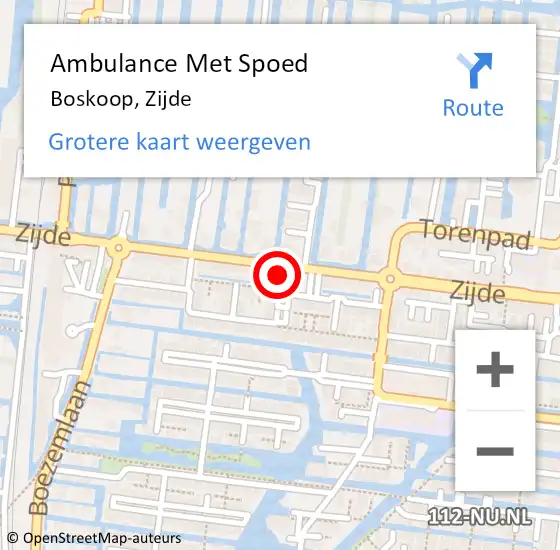 Locatie op kaart van de 112 melding: Ambulance Met Spoed Naar Boskoop, Zijde op 20 december 2023 20:08