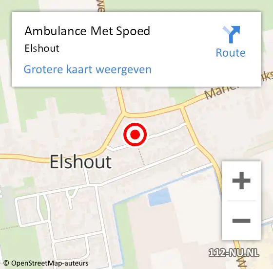 Locatie op kaart van de 112 melding: Ambulance Met Spoed Naar Elshout op 20 december 2023 20:41