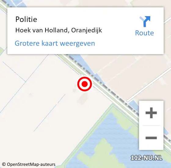 Locatie op kaart van de 112 melding: Politie Hoek van Holland, Oranjedijk op 20 december 2023 21:34