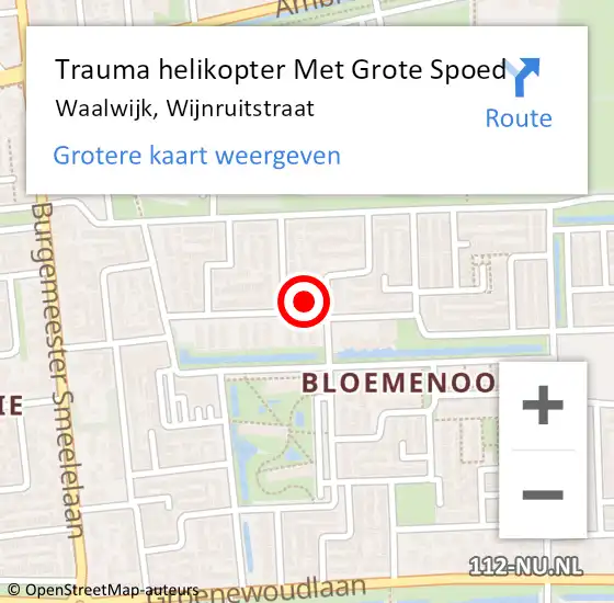 Locatie op kaart van de 112 melding: Trauma helikopter Met Grote Spoed Naar Waalwijk, Wijnruitstraat op 20 december 2023 21:37