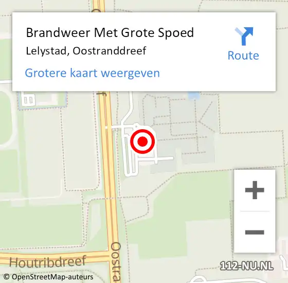 Locatie op kaart van de 112 melding: Brandweer Met Grote Spoed Naar Lelystad, Oostranddreef op 20 december 2023 21:39