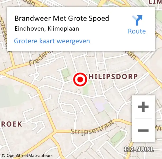 Locatie op kaart van de 112 melding: Brandweer Met Grote Spoed Naar Eindhoven, Klimoplaan op 20 december 2023 21:55