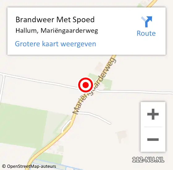 Locatie op kaart van de 112 melding: Brandweer Met Spoed Naar Hallum, Mariëngaarderweg op 20 december 2023 22:11