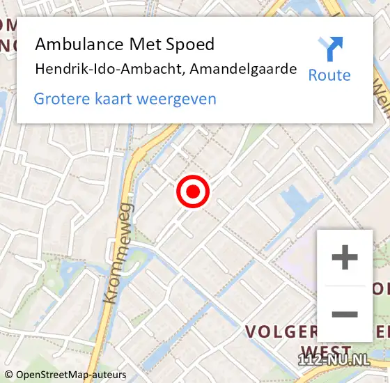 Locatie op kaart van de 112 melding: Ambulance Met Spoed Naar Hendrik-Ido-Ambacht, Amandelgaarde op 20 december 2023 22:27