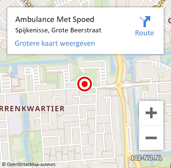 Locatie op kaart van de 112 melding: Ambulance Met Spoed Naar Spijkenisse, Grote Beerstraat op 21 december 2023 00:00