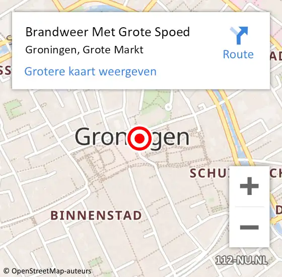 Locatie op kaart van de 112 melding: Brandweer Met Grote Spoed Naar Groningen, Grote Markt op 21 december 2023 01:43