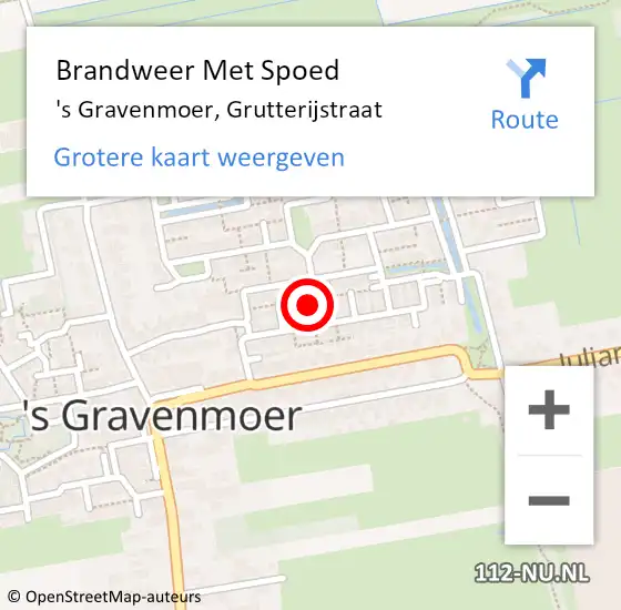 Locatie op kaart van de 112 melding: Brandweer Met Spoed Naar 's Gravenmoer, Grutterijstraat op 21 december 2023 07:00