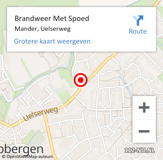 Locatie op kaart van de 112 melding: Brandweer Met Spoed Naar Mander, Uelserweg op 21 december 2023 07:13