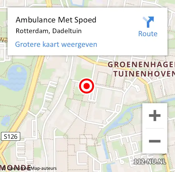 Locatie op kaart van de 112 melding: Ambulance Met Spoed Naar Rotterdam, Dadeltuin op 21 december 2023 07:42