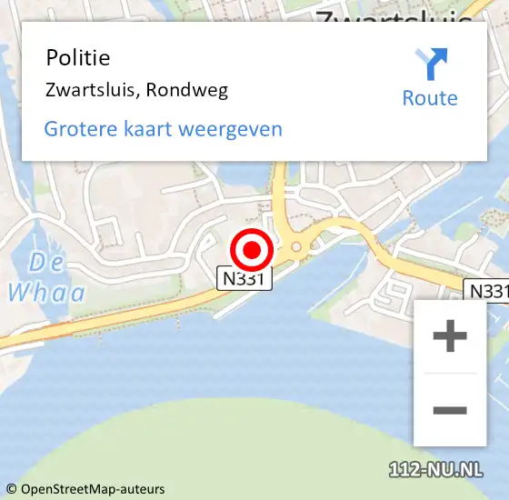 Locatie op kaart van de 112 melding: Politie Zwartsluis, Rondweg op 21 december 2023 07:49