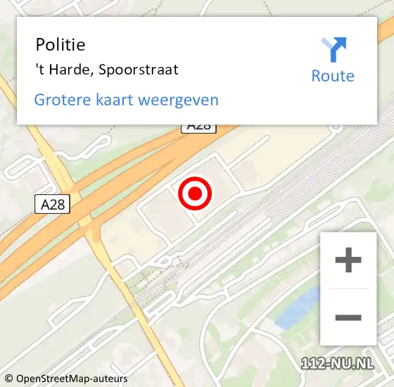 Locatie op kaart van de 112 melding: Politie 't Harde, Spoorstraat op 21 december 2023 08:19