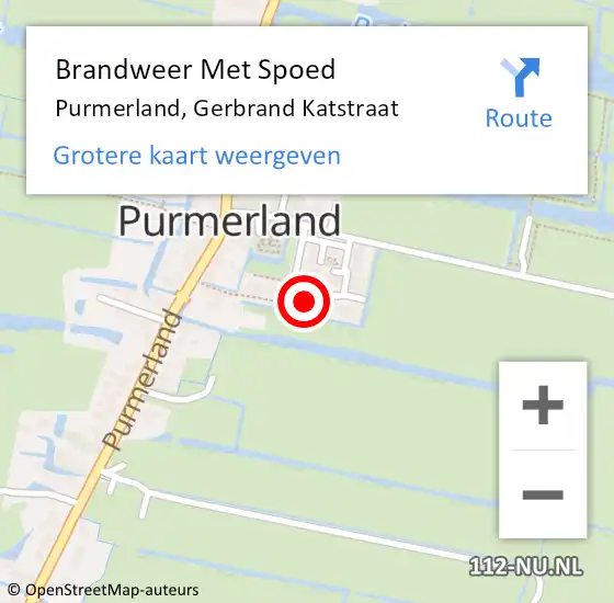 Locatie op kaart van de 112 melding: Brandweer Met Spoed Naar Purmerland, Gerbrand Katstraat op 21 december 2023 09:54