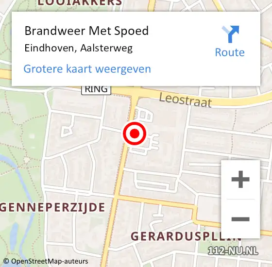 Locatie op kaart van de 112 melding: Brandweer Met Spoed Naar Eindhoven, Aalsterweg op 21 december 2023 11:07