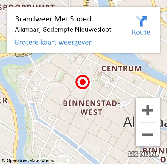 Locatie op kaart van de 112 melding: Brandweer Met Spoed Naar Alkmaar, Gedempte Nieuwesloot op 21 december 2023 11:26