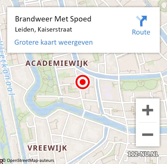 Locatie op kaart van de 112 melding: Brandweer Met Spoed Naar Leiden, Kaiserstraat op 21 december 2023 12:29
