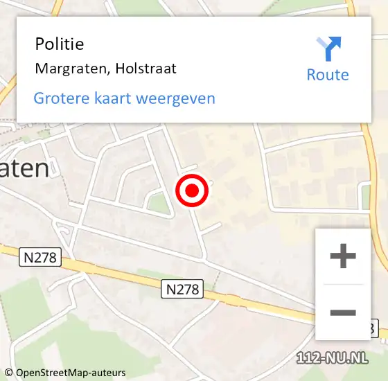 Locatie op kaart van de 112 melding: Politie Margraten, Holstraat op 21 december 2023 12:42