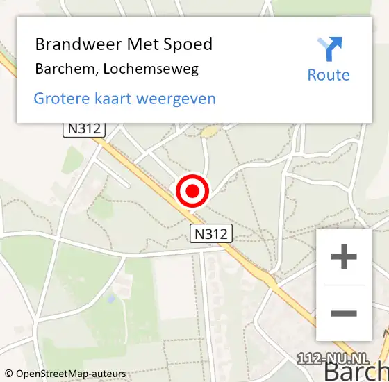 Locatie op kaart van de 112 melding: Brandweer Met Spoed Naar Barchem, Lochemseweg op 21 december 2023 12:44